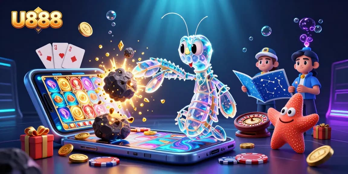 Engage in thrilling gaming with U888 featuring a galactic samurai and vibrant casino elements.