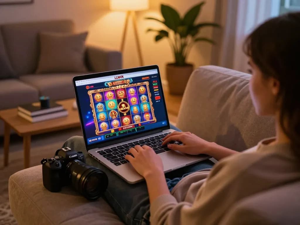 Engaging online gaming session on LLWIN platform featuring a cozy setup with vibrant visuals.