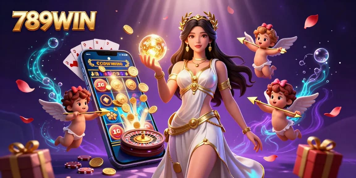 Spin and win with 789WIN's exciting online games showcased in a vibrant 3D scene.