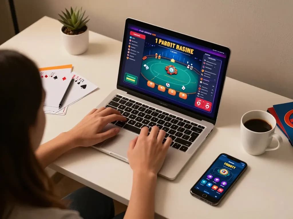 Engaging online gameplay experience at F8bet casino with vibrant poker interface and focused player.