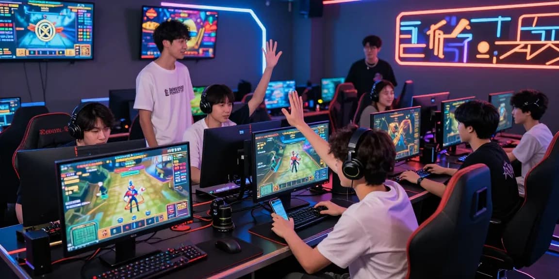 Engaged gamers at https://xx88.se.net/ celebrating wins and strategizing in a vibrant gaming lounge.