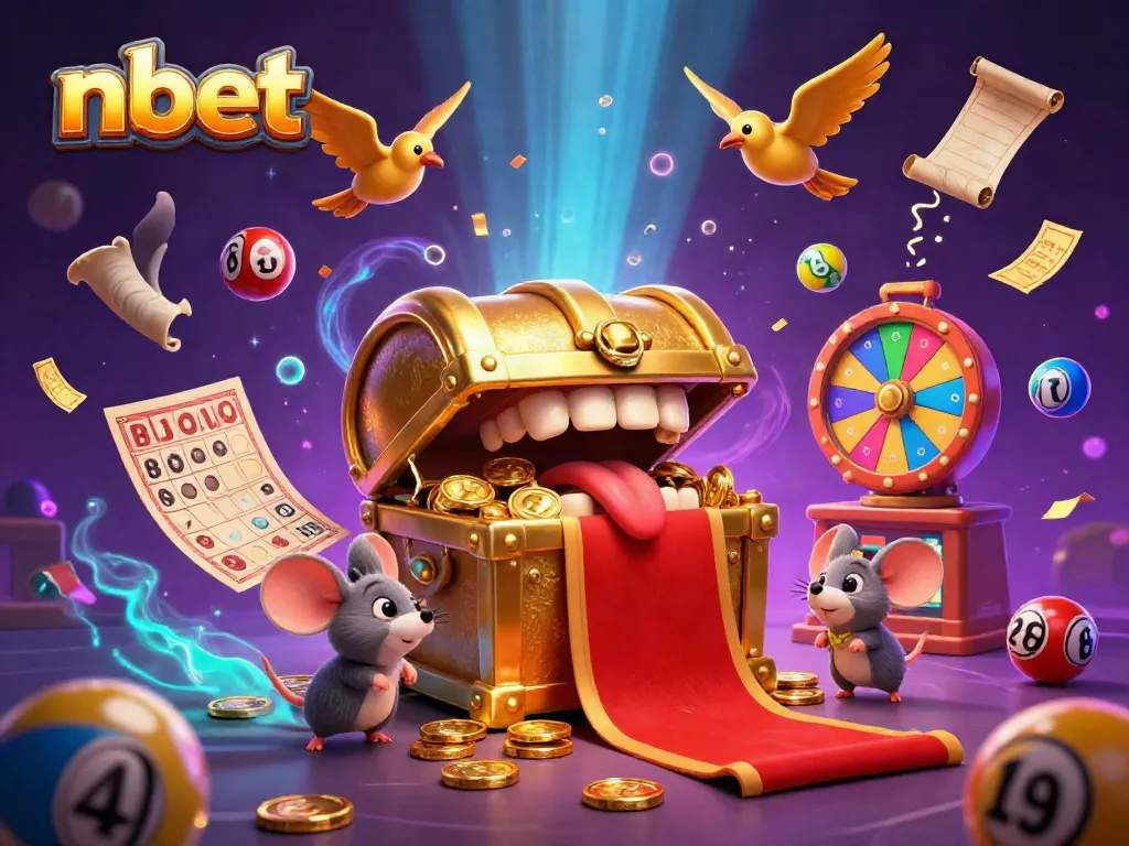 Experience thrilling nbet gameplay with vibrant lottery elements in this dynamic 3D illustration.