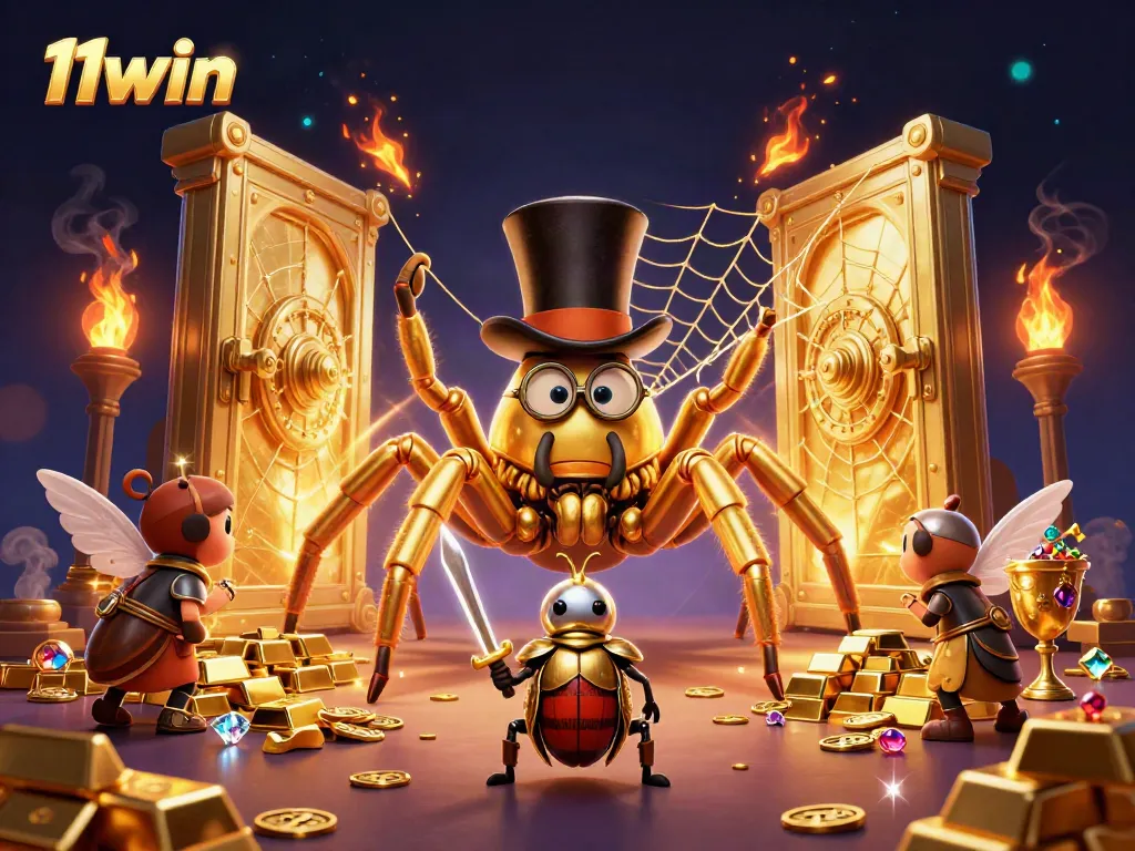 Experience the excitement of winning with 11win in a vibrant casino scene filled with treasures and action.