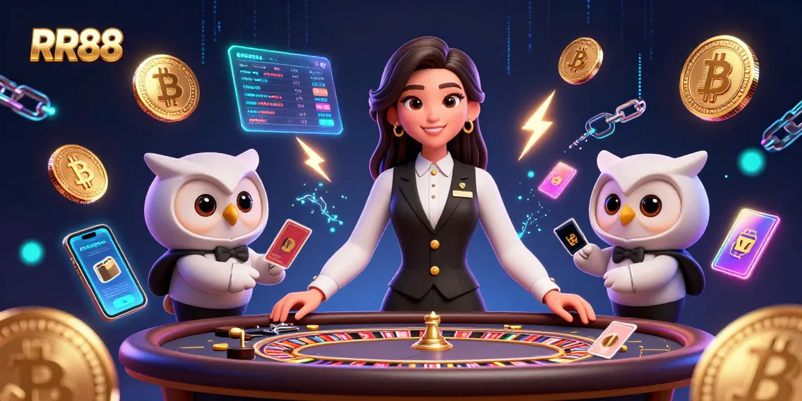 Experience dynamic gambling action at RR88 with a 3D baccarat table and crypto elements.