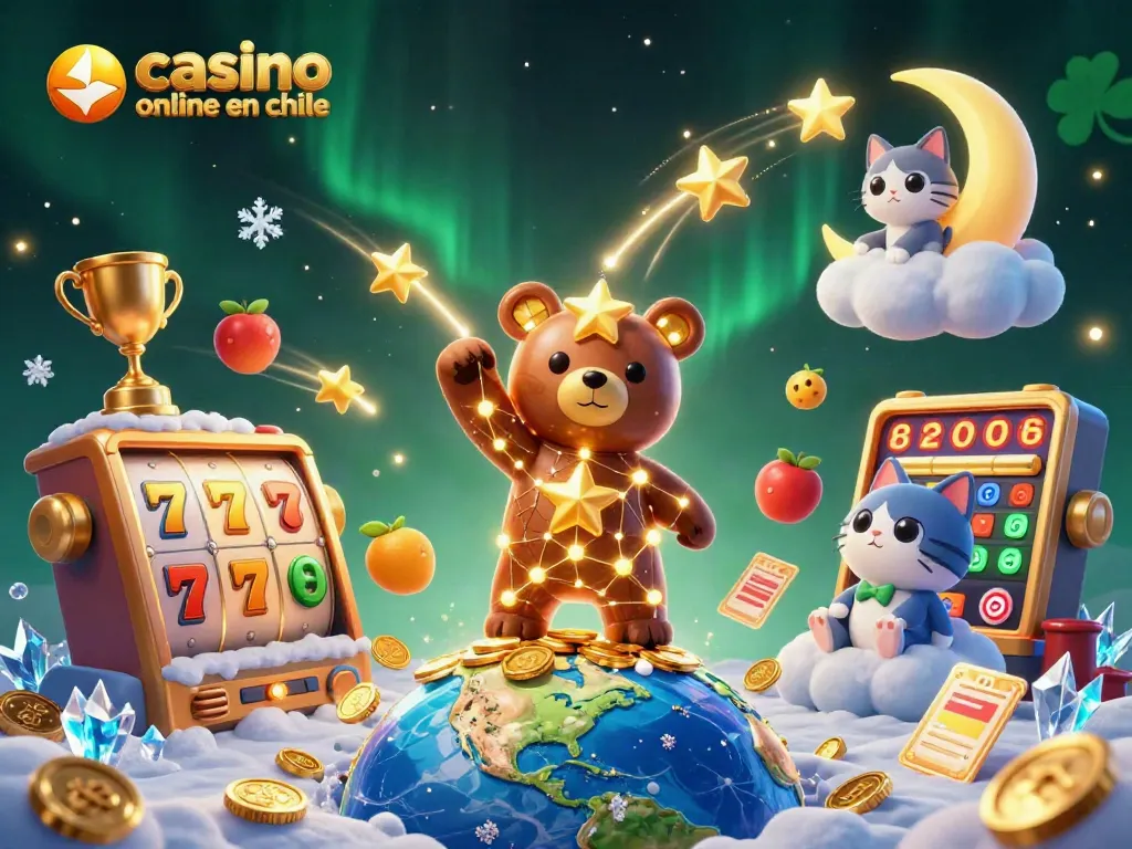 Gana en casino online en Chile con tragamonedas y bonos atractivos en una ilustración vibrante.