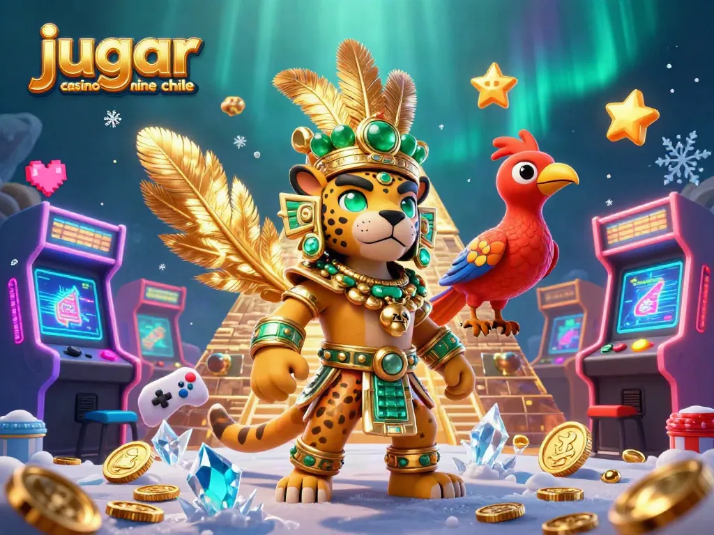 Jugar casino online Chile con emocionantes elementos de tragamonedas y un sacerdote jaguar en un entorno vibrante.