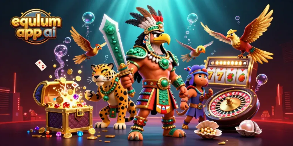 Experience thrilling gameplay with equlum app ai in a vibrant 3D casino scene featuring engaging characters and elements.
