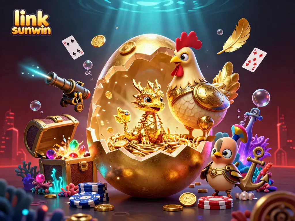 Experience thrilling gameplay with link sunwin, highlighted by a golden dragon and poker chips in this vibrant casino scene.