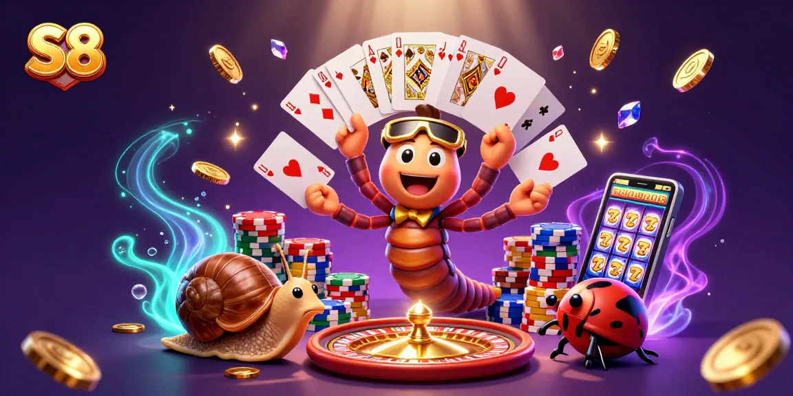 Engage in thrilling wins at S8 with a vibrant live casino scene featuring card games and dynamic characters.
